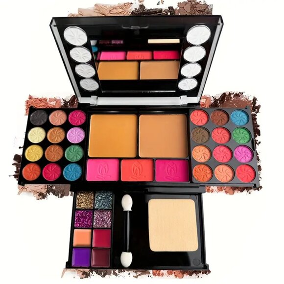 37 Multi-functional Makeup Tray Powder Puff Eyeshadow Brush Includes Eyeshadow - Picture 2 of 5